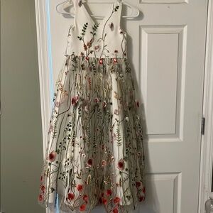 Elegant Cream and Red A-line V-neck Wedding Dress